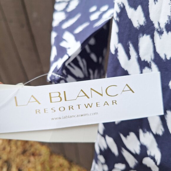 LA BLANCA Tides V-Neck Swim Tunic Cover-Up  Small  Indigo /White - Picture 8 of 8